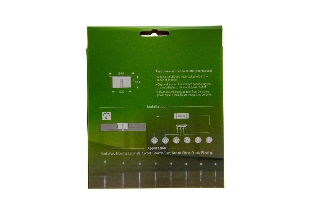 Kit 6 spots LED encastrés au sol 0,3W 12V-DC IP67 - BA50004-AZ - Barcelona LED