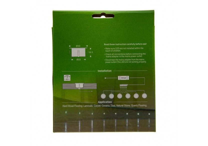Kit 6 spots LED encastrés au sol 0,3W 12V-DC IP67 - BA50004-AZ - Barcelona LED