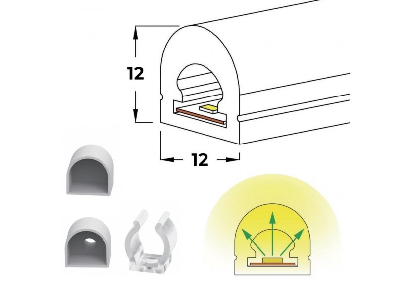 Néon LED flexible 24V DC-12x12mm-10 mètres-Kit complet-11W/m-IP67-Courbure verticale - N1212-10M-BC - Barcelona LED Néon LED flexible 24V DC-12x12mm-10 mètres-Kit complet-11W/m-IP67-Courbure verticale - N1212-10M-BC - Barcelona LED