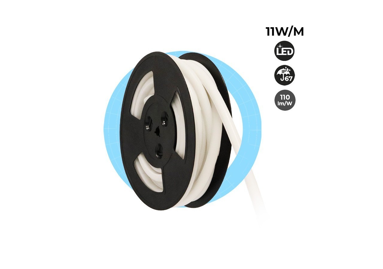 Néon LED flexible 24V DC-12x12mm-10 mètres-Kit complet-11W/m-IP67-Courbure verticale - N1212-10M-BF - Barcelona LED