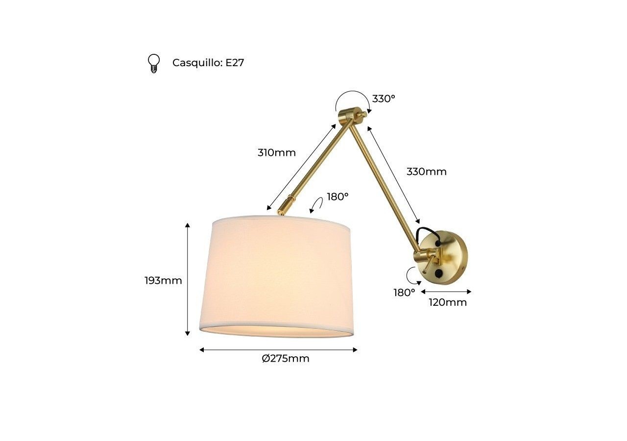 Applique ELBOW E27 avec bras articulé - L3010-P-D - Barcelona LED