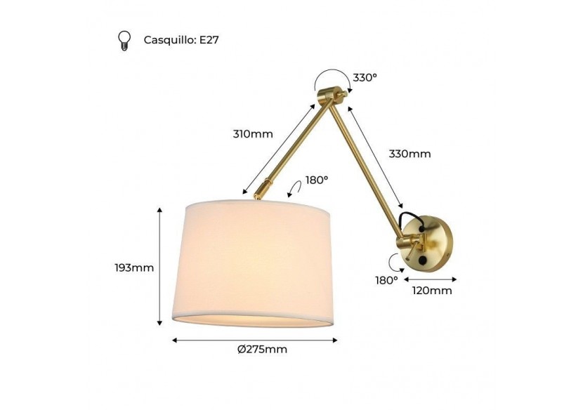 Applique ELBOW E27 avec bras articulé - L3010-P-D - Barcelona LED Applique ELBOW E27 avec bras articulé - L3010-P-D - Barcelona LED