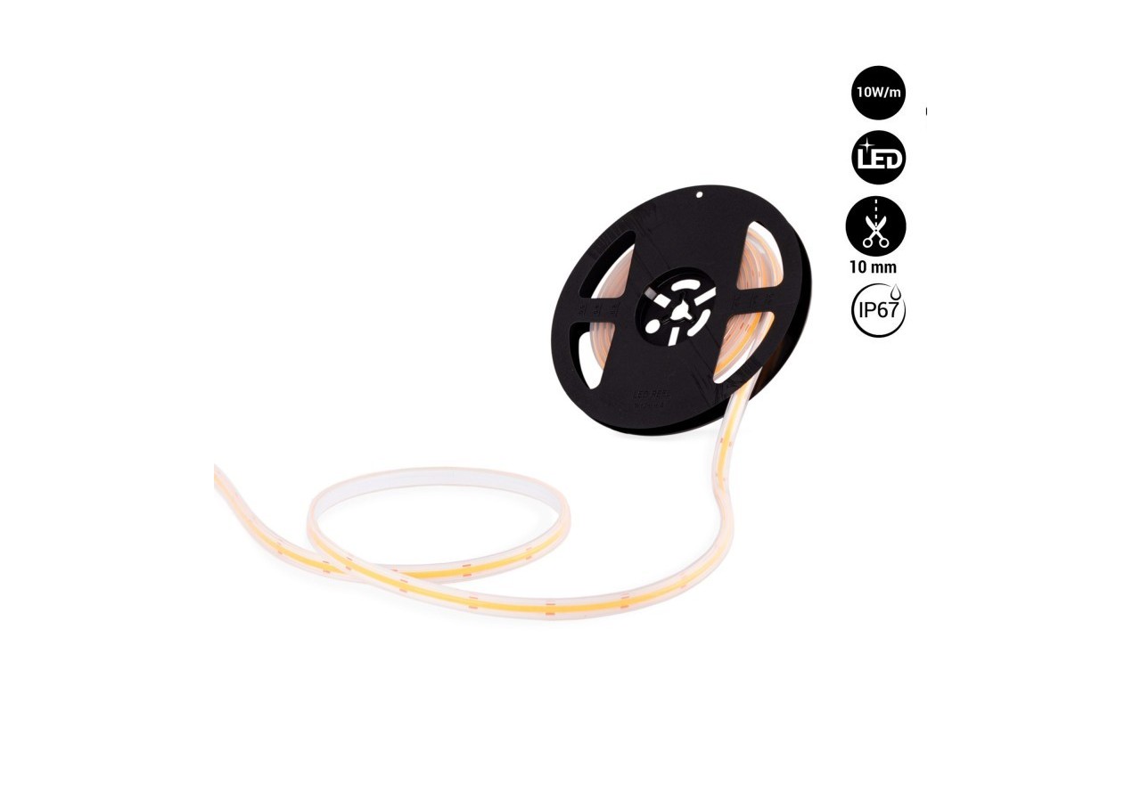 Ruban LED COB 24V DC-10W/m-10mm-IP67-Rouleau de 5 mètres-Sécable tous les 1cm - B1569-5-270 - Barcelona LED