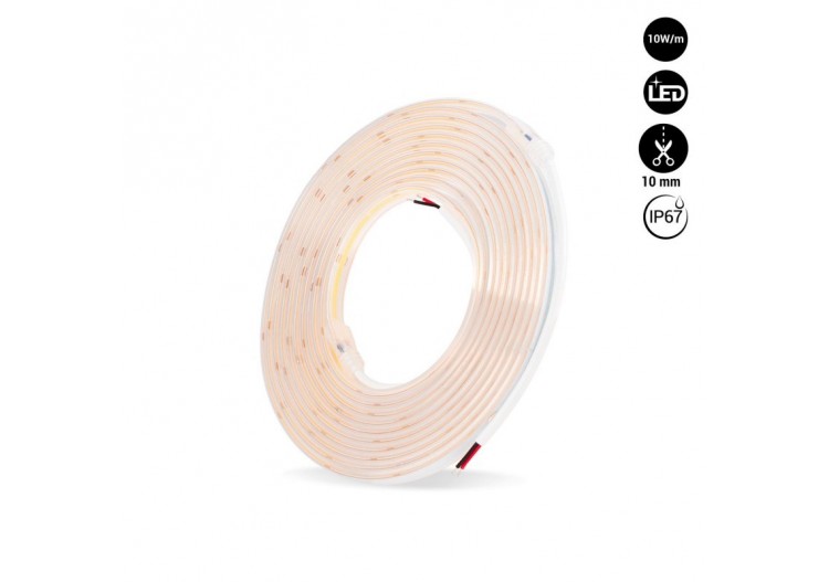 Ruban LED COB 24V DC-10W/m-10mm-IP67-Rouleau de 5 mètres-Sécable tous les 1cm - B1569-5-BN - Barcelona LED