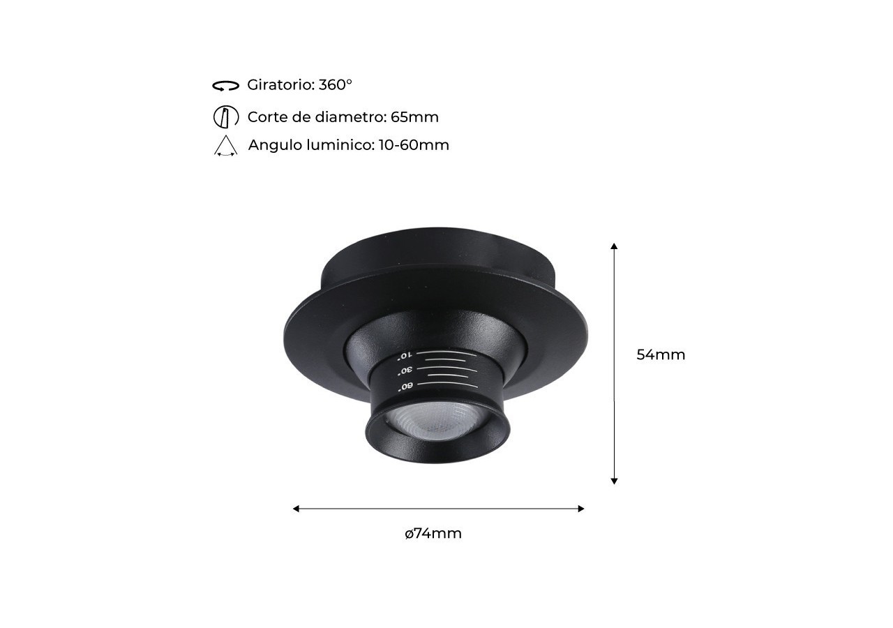 Spot encastré LED avec zoom-Réglable-Puce Cree-2700K-3W - B2050-N - Barcelona LED