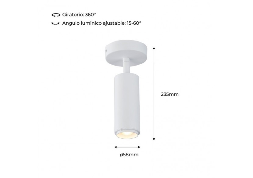 Projecteur avec angle d'éclairage réglable et projecteur articulé 8W 2800K - B2091-B-270 - Barcelona LED Projecteur avec angle d'éclairage réglable et projecteur articulé 8W 2800K - B2091-B-270 - Barcelona LED
