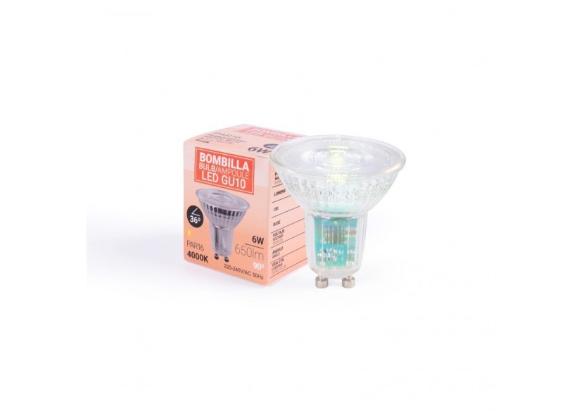 Ampoule LED GU10 6W verre-800lm-PAR16-36 degrés - BSC1-PAR16GU10-36-BN - Barcelona LED Ampoule LED GU10 6W verre-800lm-PAR16-36 degrés - BSC1-PAR16GU10-36-BN - Barcelona LED