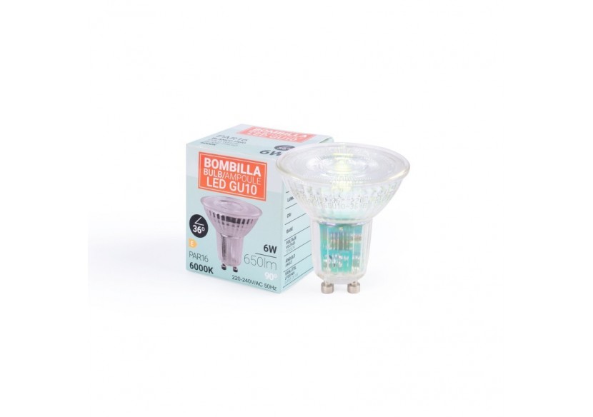 Ampoule LED GU10 6W verre-800lm-PAR16-36 degrés - BSC1-PAR16GU10-36-BF - Barcelona LED Ampoule LED GU10 6W verre-800lm-PAR16-36 degrés - BSC1-PAR16GU10-36-BF - Barcelona LED