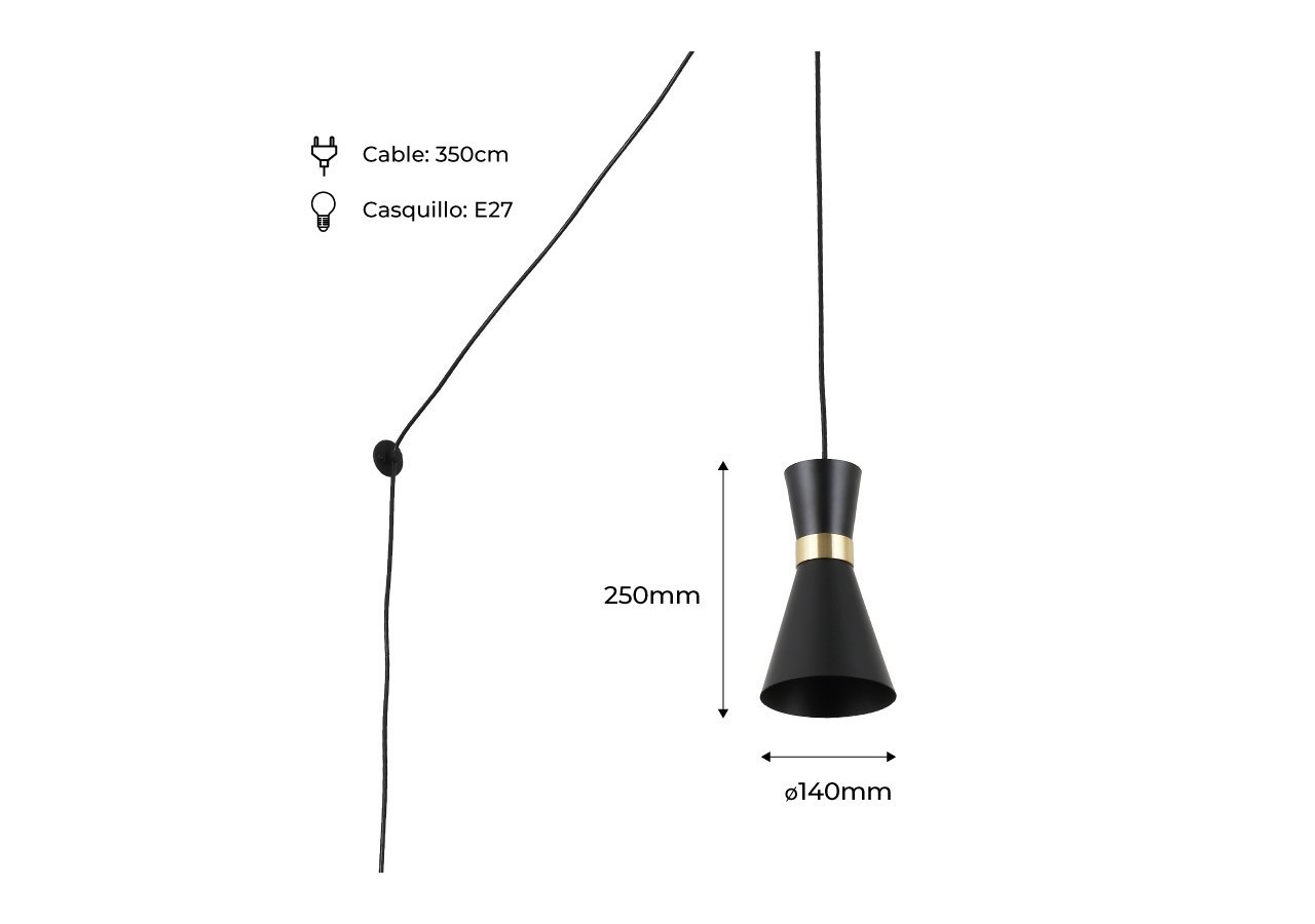 Suspension en métal avec prise "Mir"-E27 - LN3011-EU-ND - Barcelona LED