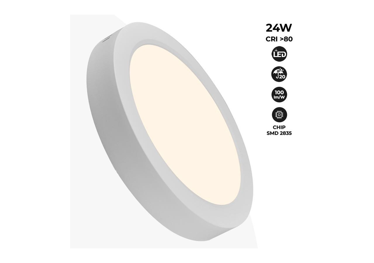 Plafonnier LED en saillie 24W Haute Efficacité - B1230-B-24W-BN - Barcelona LED