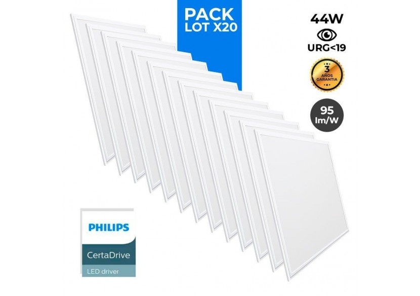 Lot de 20-Panneau LED 60x60 extra-plat-Driver Philips-44W-UGR19 - K5235-BN-20 - Barcelona LED Lot de 20-Panneau LED 60x60 extra-plat-Driver Philips-44W-UGR19 - K5235-BN-20 - Barcelona LED