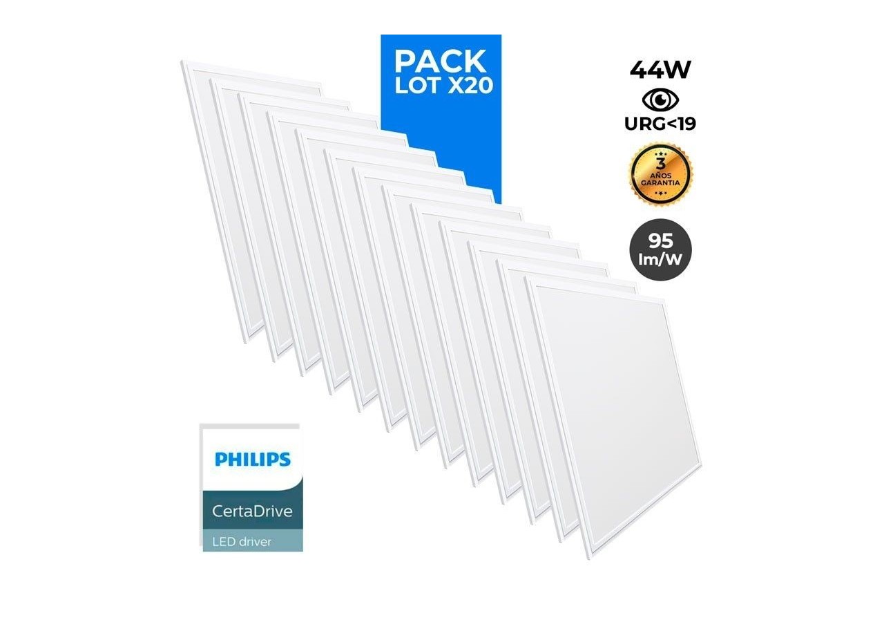 Lot de 20-Panneau LED 60x60 extra-plat-Driver Philips-44W-UGR19 - K5235-BF-20 - Barcelona LED