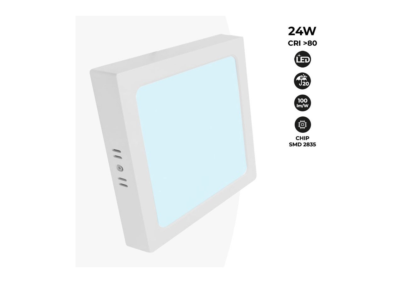 Plafonnier carré LED en saillie 24W Haute Efficacité - B1030-B-24W-BF - Barcelona LED