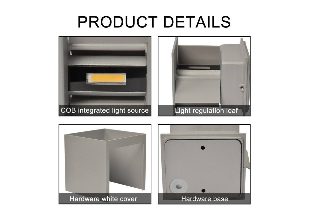 Lot de 8 appliques murales "KURTIN" 6W ouverture lumineuse réglable - K1515-8-G - Barcelona LED
