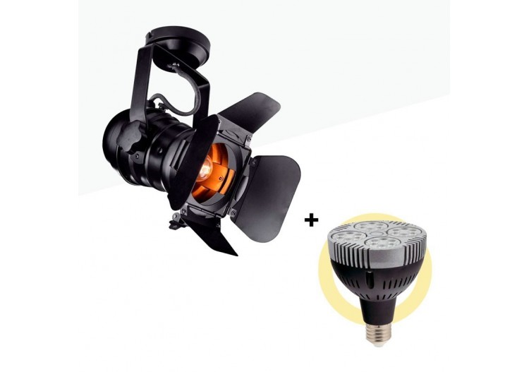 Kit projecteur "CINEMA" orientable pour rail avec ampoule LED PAR30 E27 - K233-BC - Barcelona LED