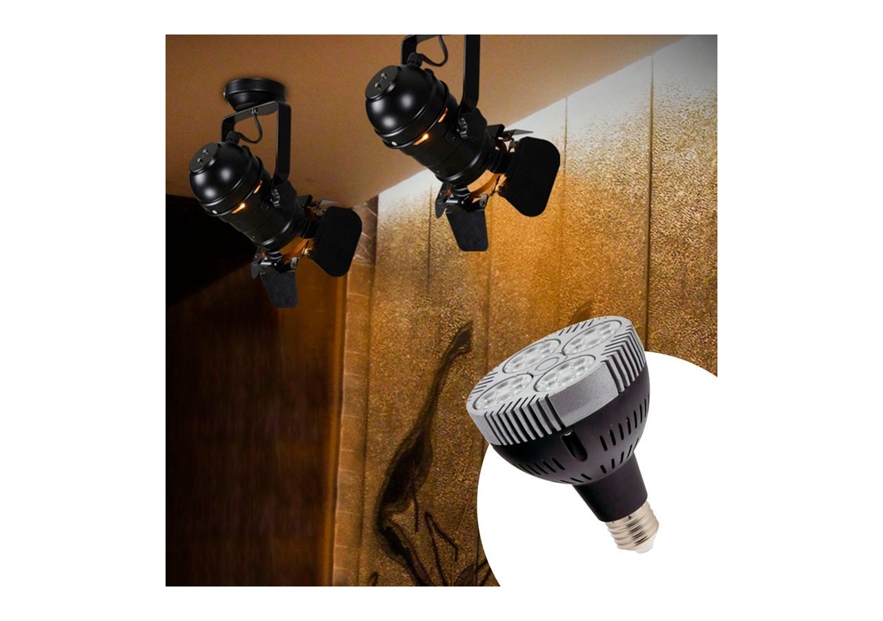 Kit projecteur "CINEMA" orientable pour rail avec ampoule LED PAR30 E27 - K233-BC - Barcelona LED