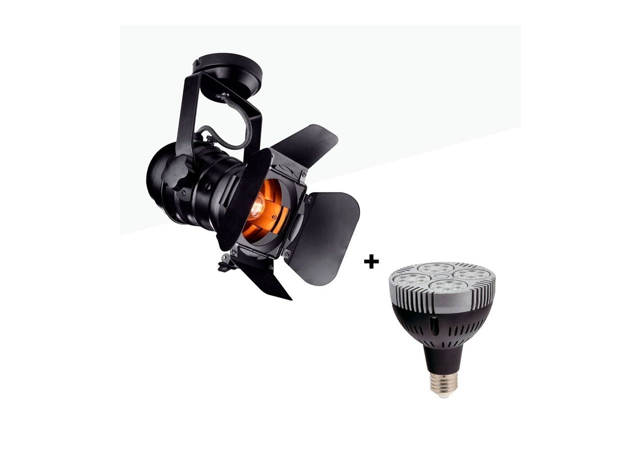 Kit projecteur "CINEMA" orientable pour rail avec ampoule LED PAR30 E27 - K233-BC - Barcelona LED