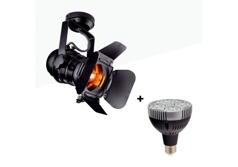 Kit projecteur "CINEMA" orientable pour rail avec ampoule LED PAR30 E27 - K233-BC - Barcelona LED Kit projecteur "CINEMA" orientable pour rail avec ampoule LED PAR30 E27 - K233-BC - Barcelona LED
