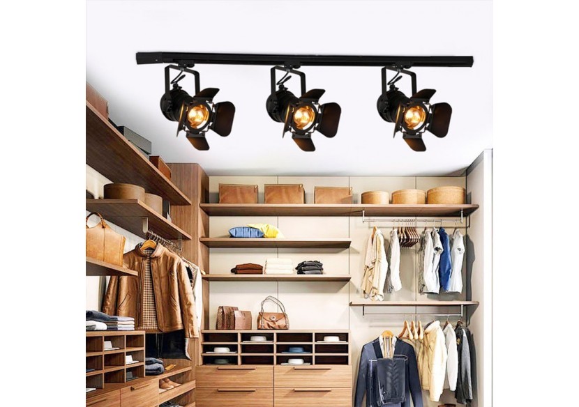 Kit projecteur "CINEMA" orientable pour rail monophasé avec ampoule LED PAR30 E27 - K233-MON-BC - Barcelona LED