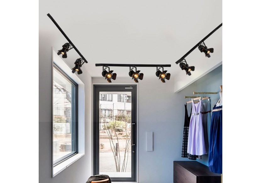 Kit projecteur "CINEMA" orientable pour rail monophasé avec ampoule LED PAR30 E27 - K233-MON-BC - Barcelona LED