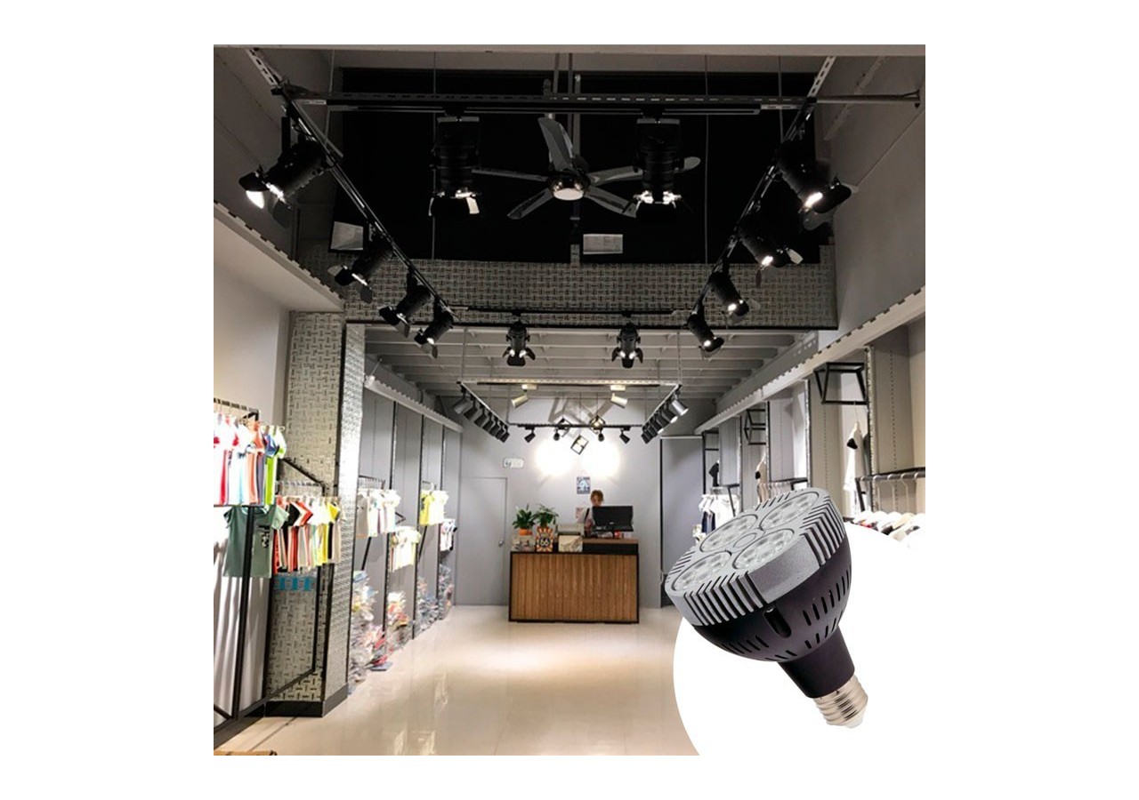 Kit projecteur "CINEMA" orientable pour rail monophasé avec ampoule LED PAR30 E27 - K233-MON-BC - Barcelona LED