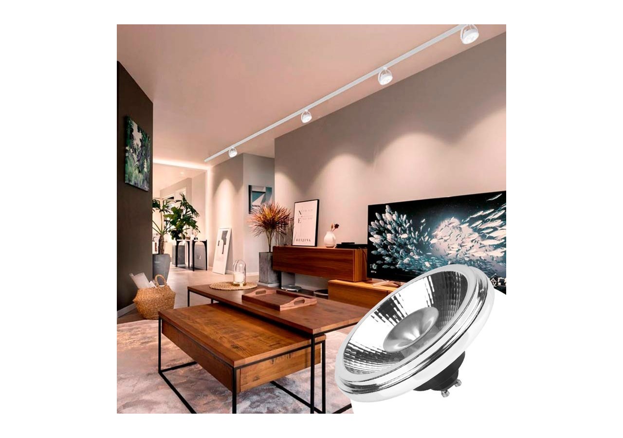 Pack projecteur rail monophasé + ampoule LED AR111 GU10 - K00582-B-BN - Barcelona LED