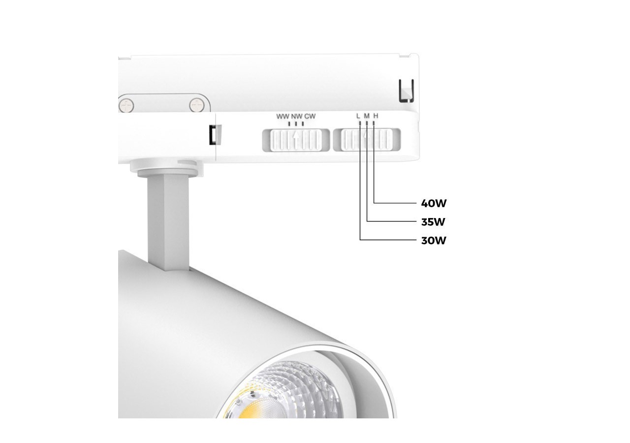 Projecteur sur rail triphasé CCT 30W/35W/40W - B00221-B-CCT - Barcelona LED