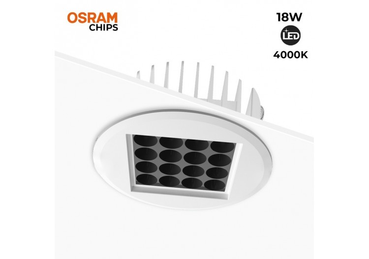 Spot LED encastrable 18W 24 degrés UGR18 puce Osram - B1257-B-BN - Barcelona LED