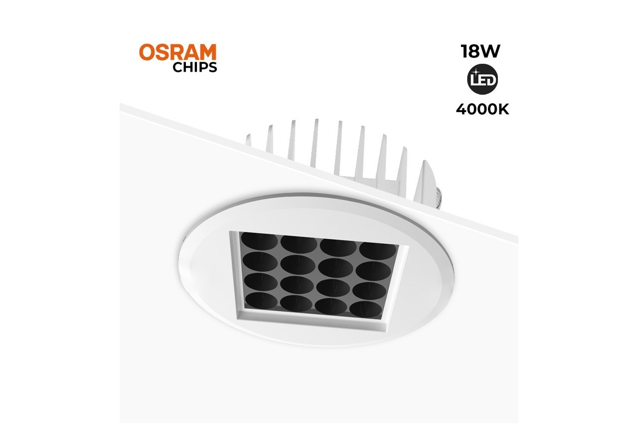 Spot LED encastrable 18W 24 degrés UGR18 puce Osram - B1257-B-BN - Barcelona LED