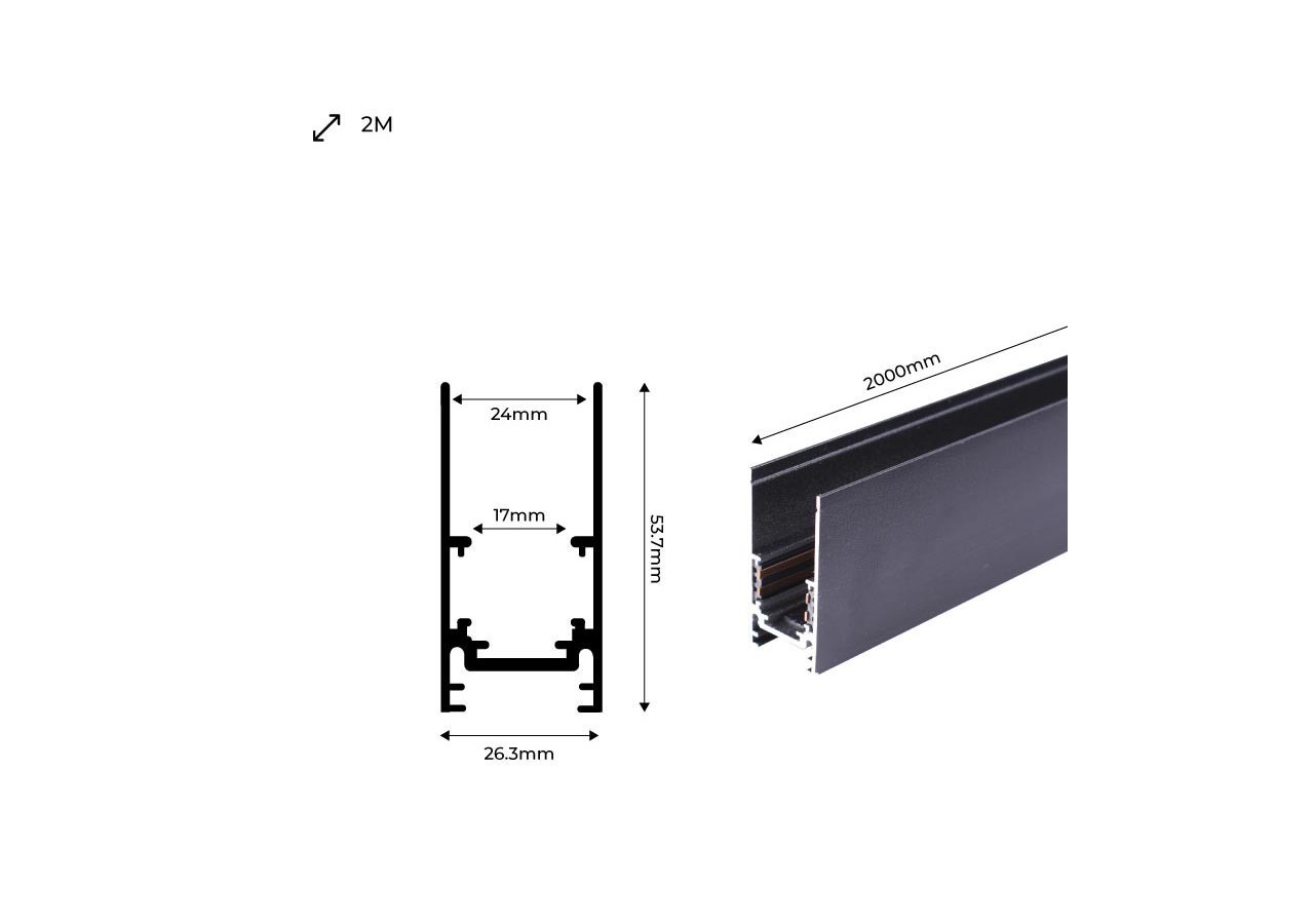 Rail magnétique en saillie 20mm 48V 2 mètres - CMS-200-N - Barcelona LED