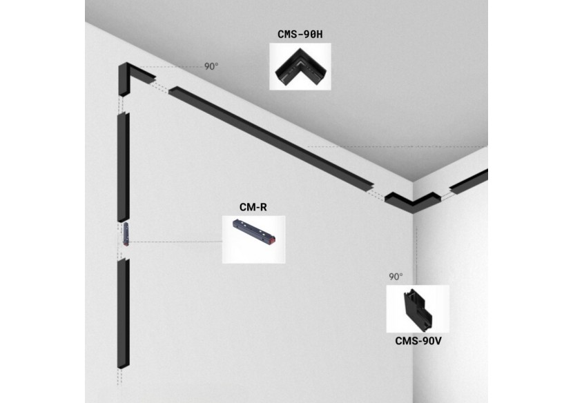 Connecteur en L pour rails magnétiques en saillie 20mm-Horizontal - CMS-90H-B - Barcelona LED Connecteur en L pour rails magnétiques en saillie 20mm-Horizontal - CMS-90H-B - Barcelona LED