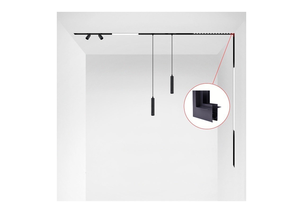 Connecteur en L pour rails magnétiques encastrés 20mm-Vertical - CME-90V-N - Barcelona LED
