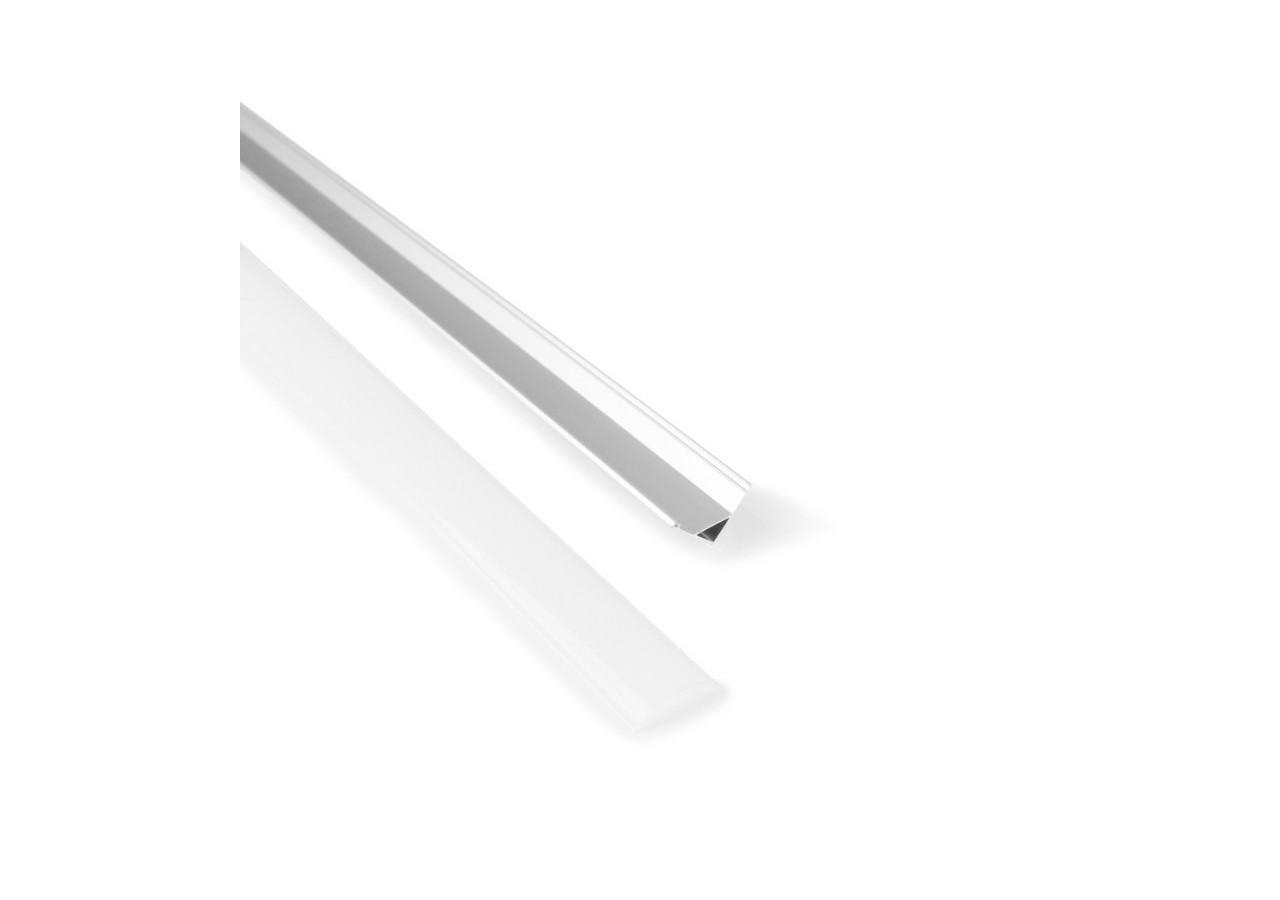 Profilé d'angle en aluminium avec diffuseur, 4 embouts et 4 clips-Ruban LED jusqu'à 12 mm-2 mètres - PXG-1616 - Barcelona LED