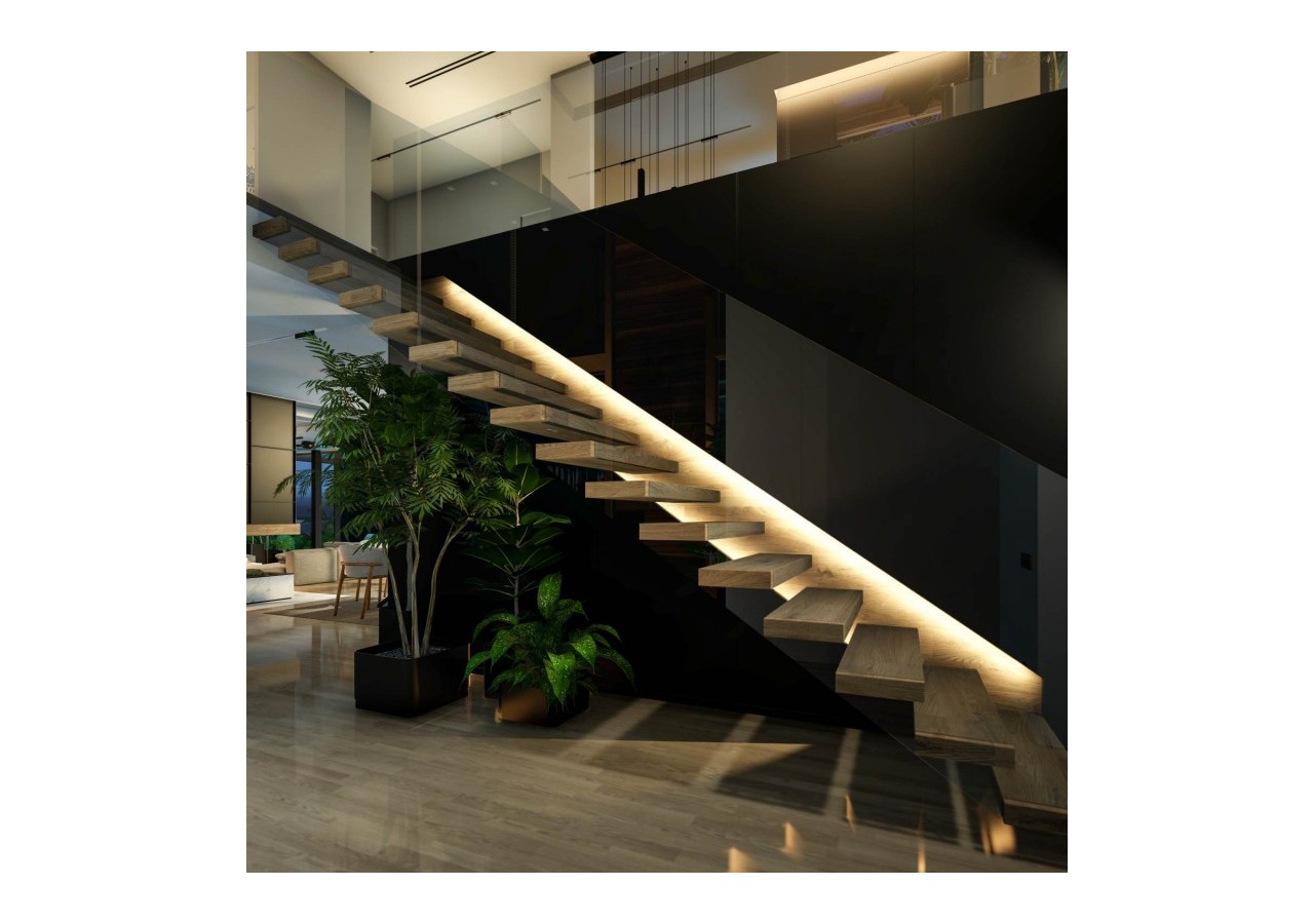 Profilé de surface en aluminium 2m avec diffuseur, 4 embouts 4 agrafes-Ruban LED jusqu'à 12 mm - PXG-204-N - Barcelona LED