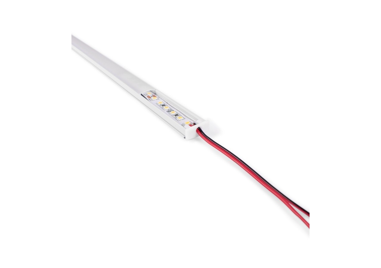 Profilé de surface en aluminium 2m avec diffuseur, 4 embouts 4 agrafes-Ruban LED jusqu'à 12 mm - PXG-204-B - Barcelona LED
