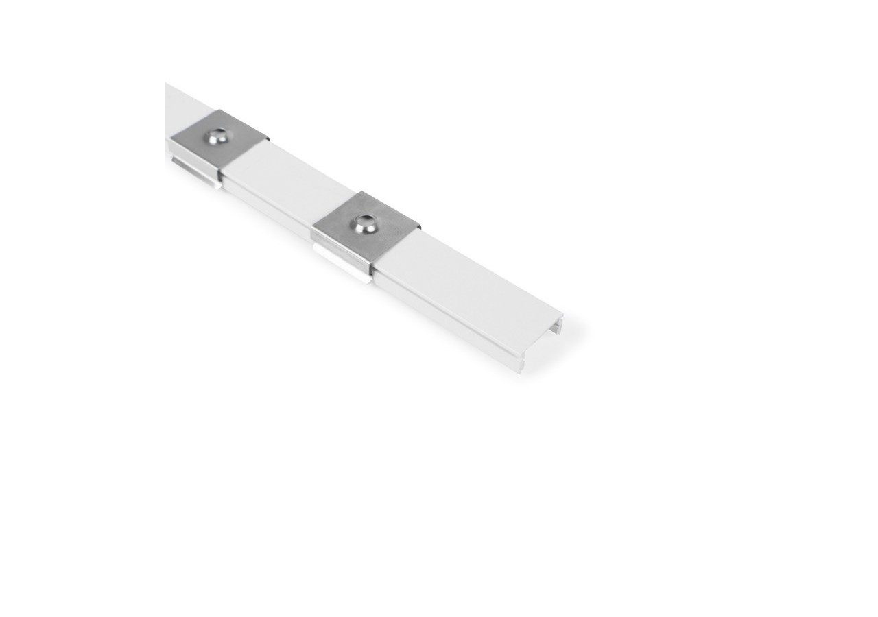 Profilé de surface en aluminium 2m avec diffuseur, 4 embouts 4 agrafes-Ruban LED jusqu'à 12 mm - PXG-204-B - Barcelona LED