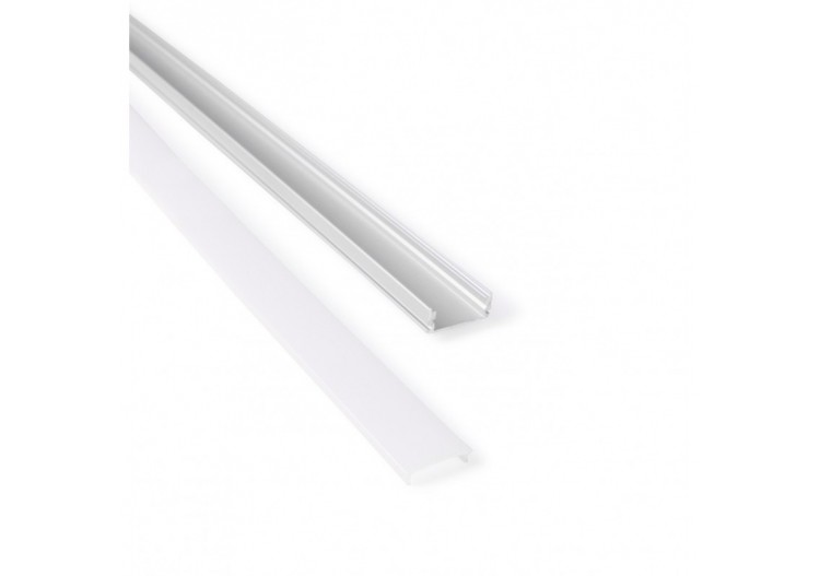 Profilé de surface en aluminium 2m avec diffuseur, 4 embouts 4 agrafes-Ruban LED jusqu'à 12 mm - PXG-204 - Barcelona LED 2