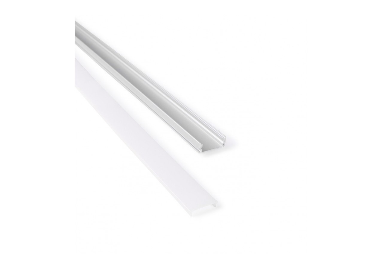 Profilé de surface en aluminium 2m avec diffuseur, 4 embouts 4 agrafes-Ruban LED jusqu'à 12 mm - PXG-204 - Barcelona LED