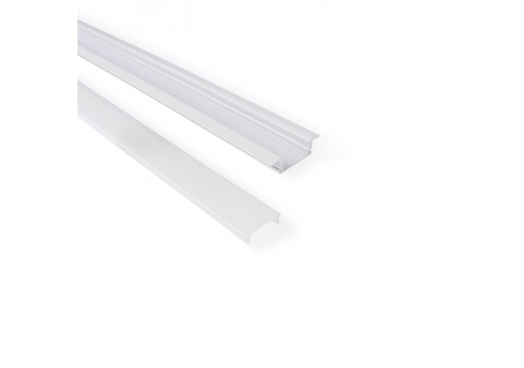 Profilé encastrable en aluminium avec diffuseur et 4 embouts-Ruban LED jusqu'à 12 mm-2 mètres - PXG-205-B - Barcelona LED 2