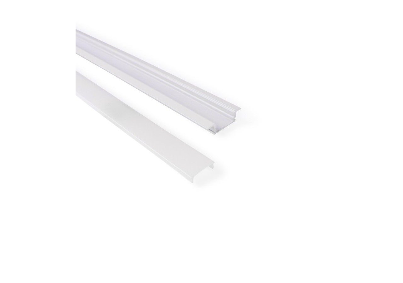 Profilé encastrable en aluminium avec diffuseur et 4 embouts-Ruban LED jusqu'à 12 mm-2 mètres - PXG-205-B - Barcelona LED