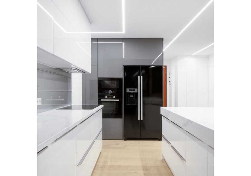 Profilé encastrable en aluminium avec diffuseur et 4 embouts-Ruban LED jusqu'à 12 mm-2 mètres - PXG-205-B - Barcelona LED Profilé encastrable en aluminium avec diffuseur et 4 embouts-Ruban LED jusqu'à 12 mm-2 mètres - PXG-205-B - Barcelona LED