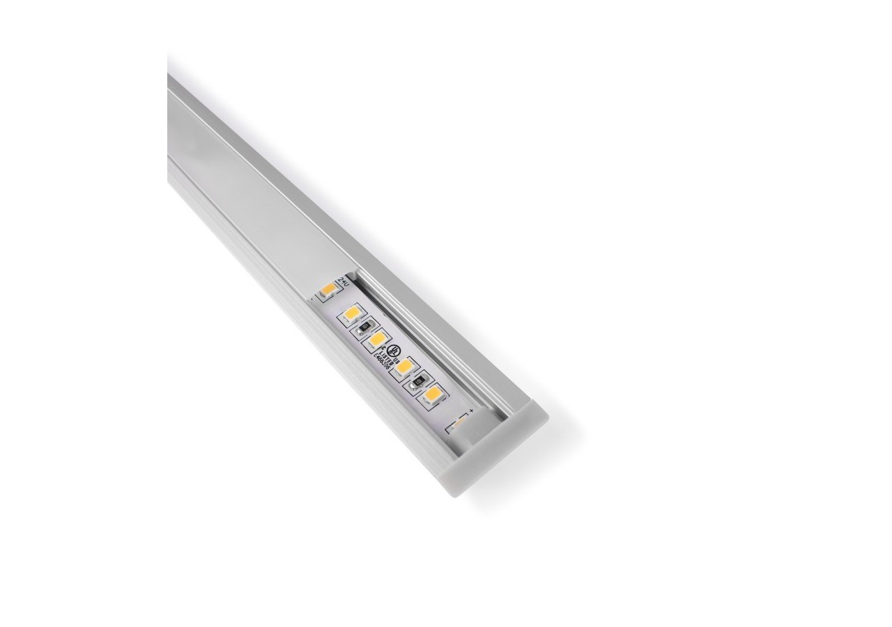 Profilé encastrable en aluminium avec diffuseur et 4 embouts-Ruban LED jusqu'à 12 mm-2 mètres - PXG-205 - Barcelona LED