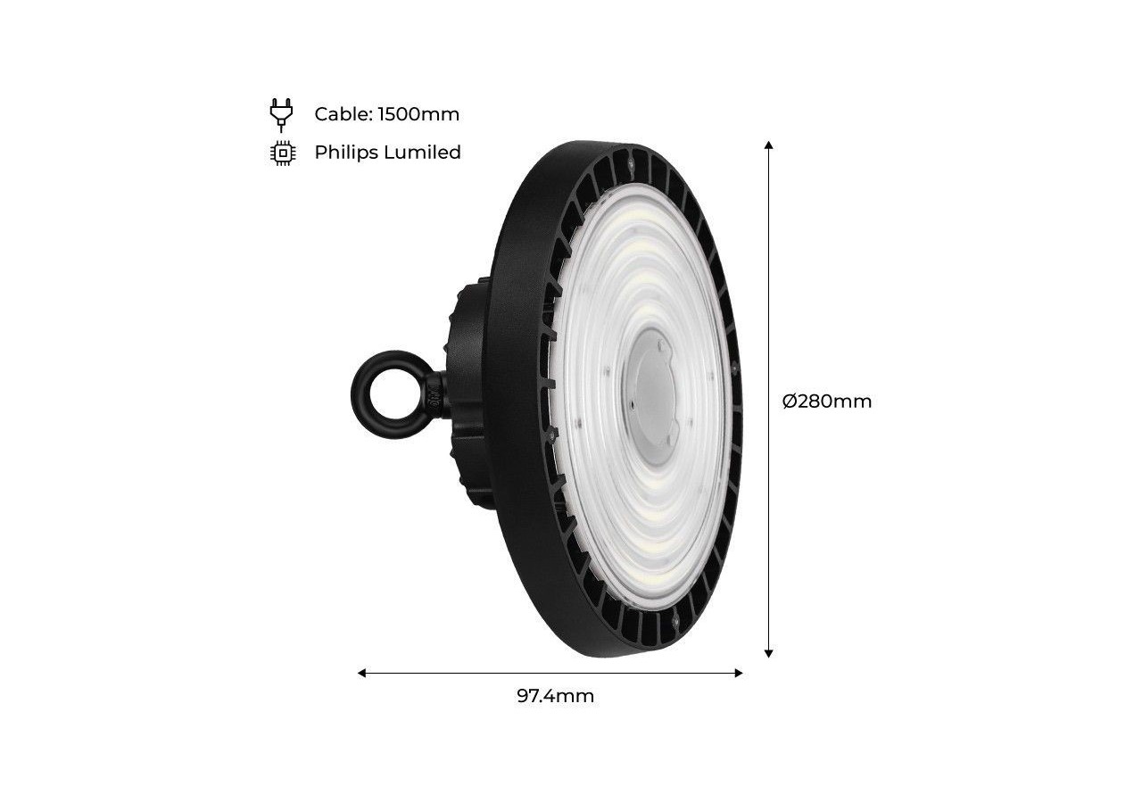 Cloche industrielle LED avec capteur de mouvement 150W-Dimmable-IP65 - K8138-150-5K-S - Barcelona LED