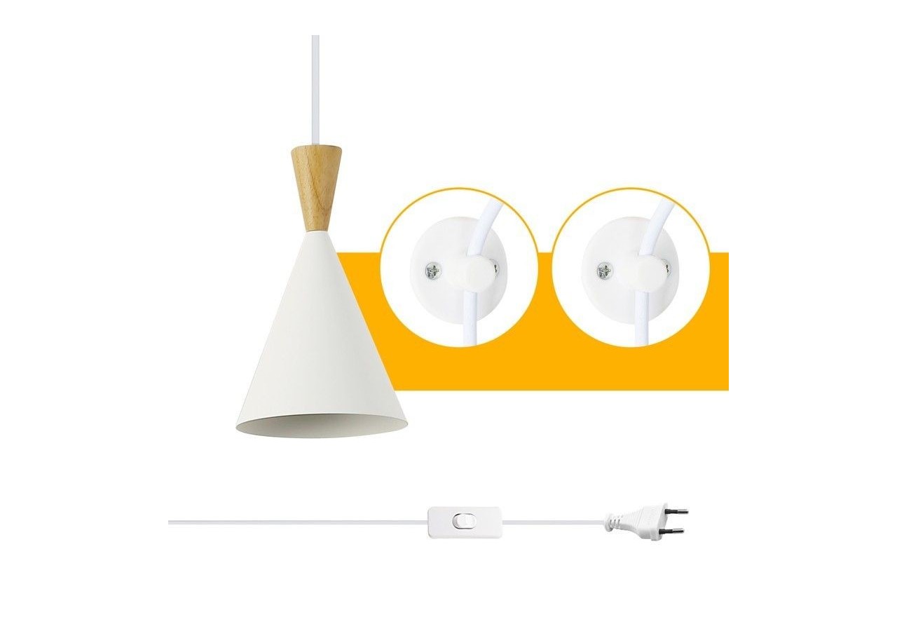 Suspension scandinave en métal et bois avec prise "Lima" - LN3012-EU-B - Barcelona LED