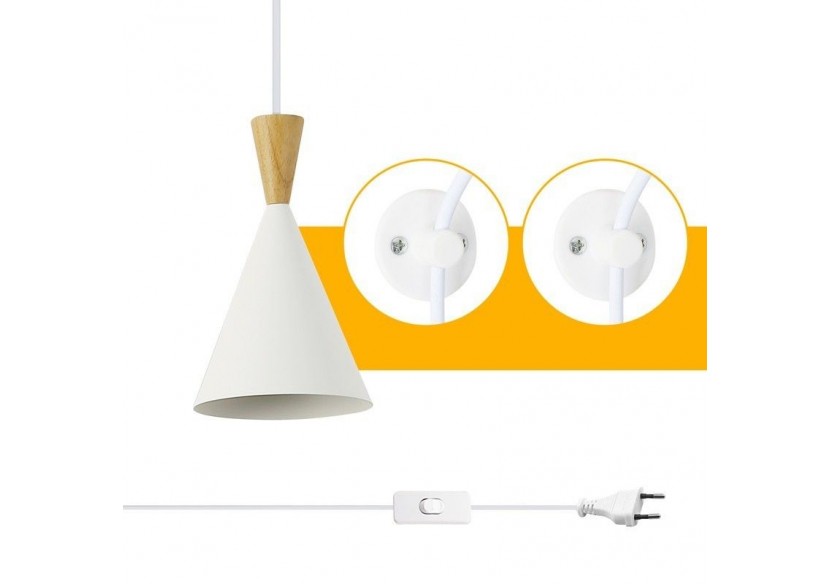 Suspension scandinave en métal et bois avec prise "Lima" - LN3012-EU-B - Barcelona LED Suspension scandinave en métal et bois avec prise "Lima" - LN3012-EU-B - Barcelona LED