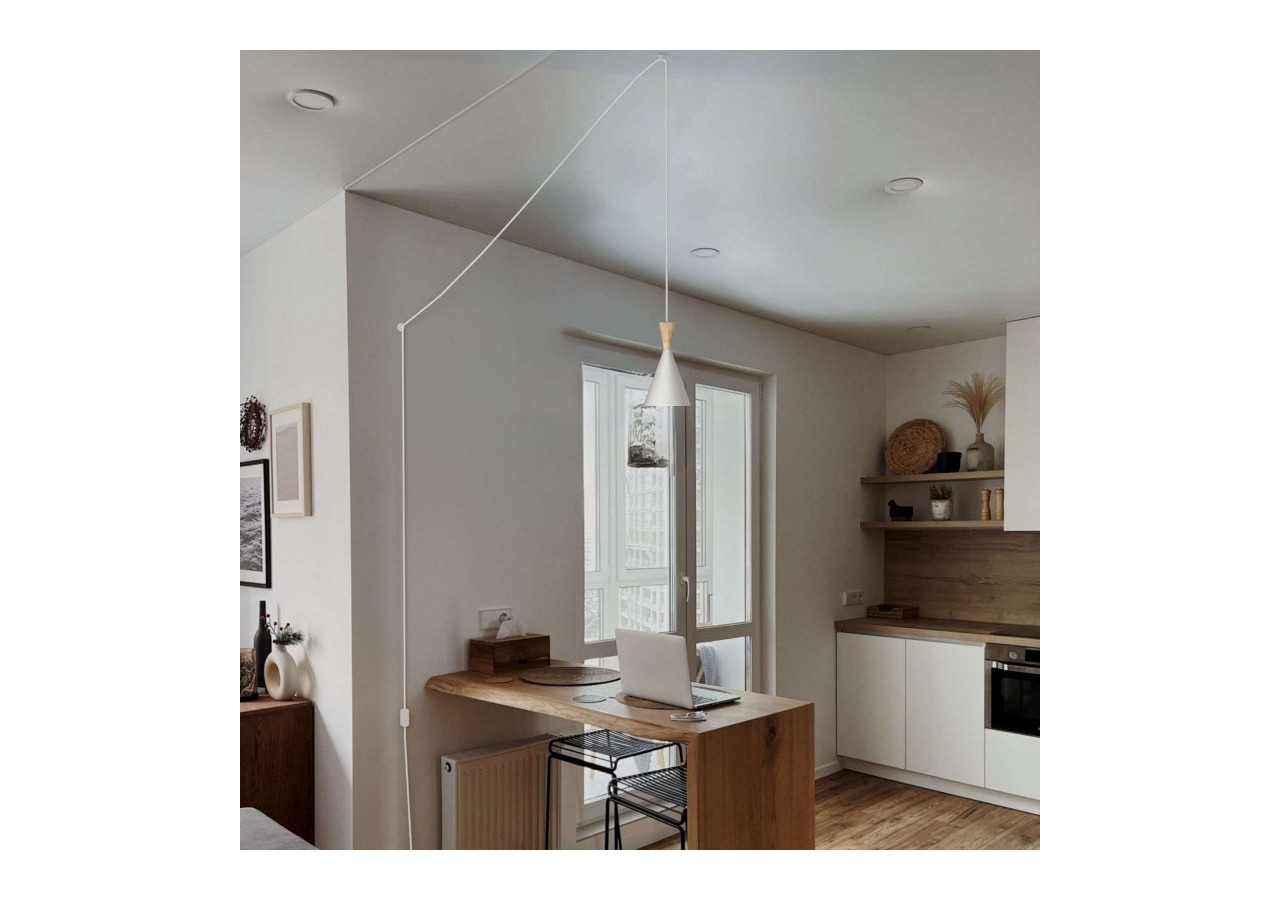 Suspension scandinave en métal et bois avec prise "Lima" - LN3012-EU-B - Barcelona LED