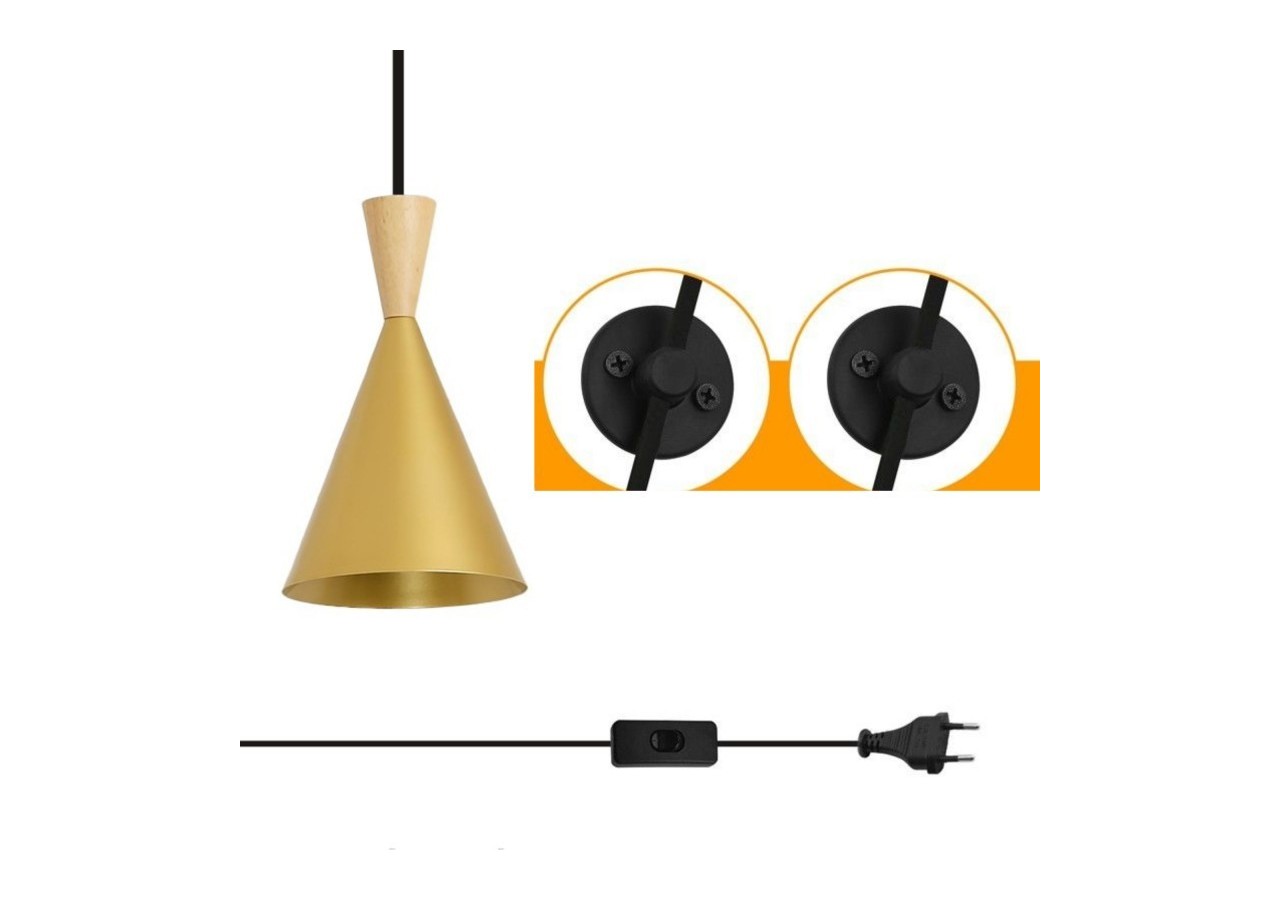 Suspension scandinave en métal et bois avec prise "Lima" - LN3012-EU-D - Barcelona LED