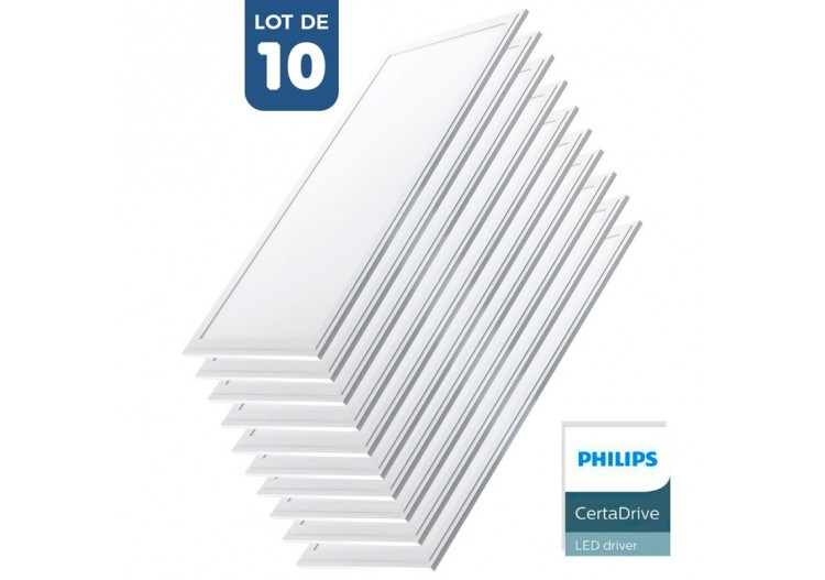 Lot de 10-Panneau LED 120x30 extra-plat-Driver Philips-44W-UGR19 - K5236-10-BF - Barcelona LED