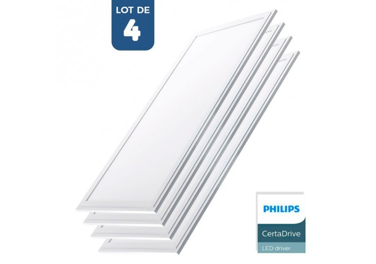 Lot de 4-Panneau LED 120x30 extra-plat-Driver Philips-44W-UGR19 - K5236-4-BN - Barcelona LED
