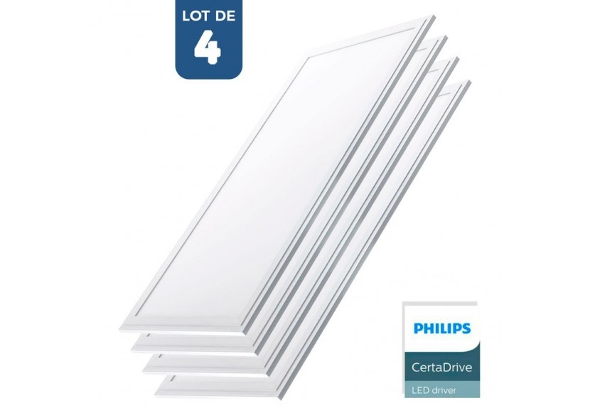 Lot de 4-Panneau LED 120x30 extra-plat-Driver Philips-44W-UGR19 - K5236-4-BN - Barcelona LED Lot de 4-Panneau LED 120x30 extra-plat-Driver Philips-44W-UGR19 - K5236-4-BN - Barcelona LED